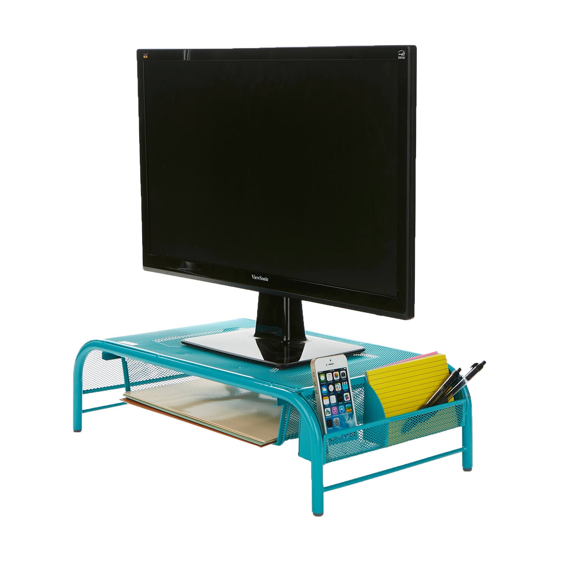 Mind Reader Metal Mesh Monitor Stand & Desk Organizer